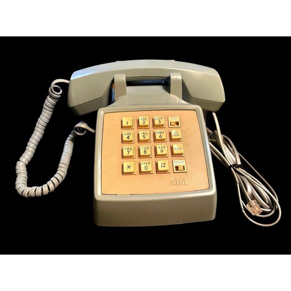 Vintage AT&T Traditional 100 Blue Push Button Phone Corded Landline - Picture 1 of 5